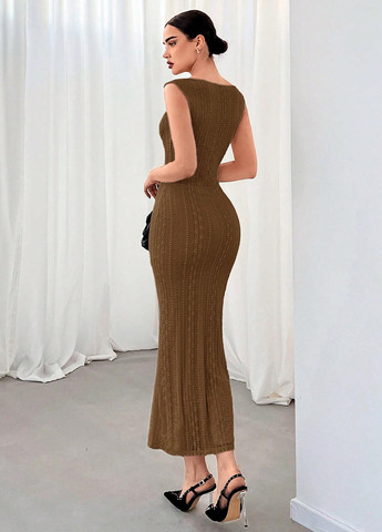 Коричнева вечірня, кежуал сукня силуетна SHEIN однотонна