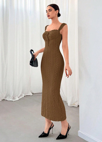 Коричнева вечірня, кежуал сукня силуетна SHEIN однотонна