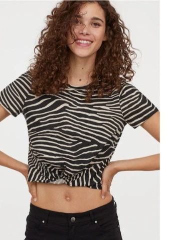 Футболка H & M O1003 XS Чорна / Зебра H&M - (222170822)