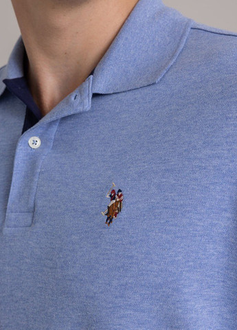 Синяя футболка-поло для мужчин U.S. Polo Assn. меланжевая
