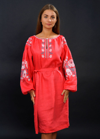 Червона кежуал плаття, сукня Vyshyvanka