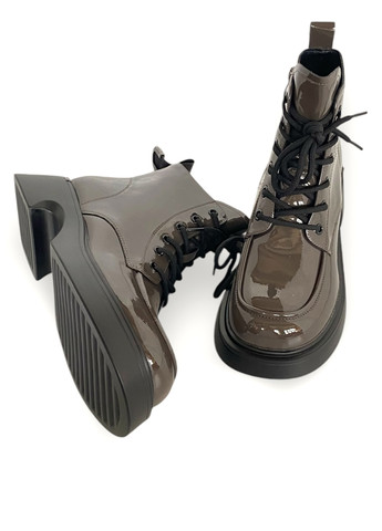 Осенние ботинки ALLSY лаковые, со шнуровкой из искусственной кожи