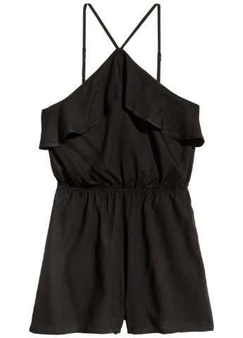 Комбинезон H&M комбинезон-шорты однотонный чёрный кэжуал вискоза