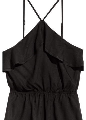 Комбинезон H&M комбинезон-шорты однотонный чёрный кэжуал вискоза