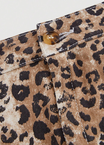 Светло-коричневая джинсовая, кэжуал леопардовая юбка SHEIN карандаш