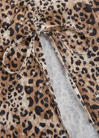 Светло-коричневая джинсовая, кэжуал леопардовая юбка SHEIN карандаш