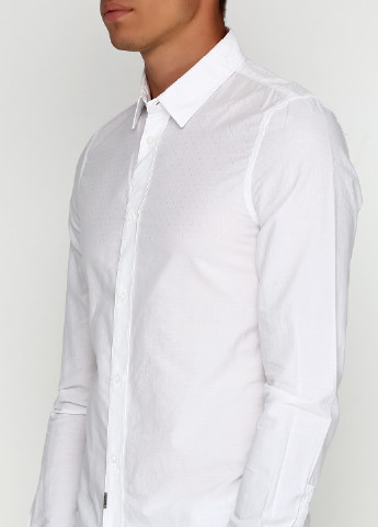 Белая кэжуал рубашка однотонная Guess с длинным рукавом