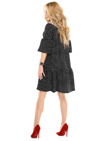 Черное кэжуал платье Issa в горошек