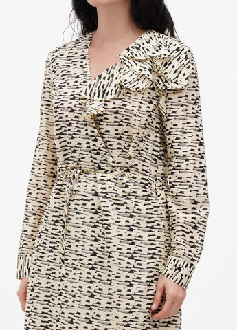 Комбинированное кэжуал платье на запах Tiger of Sweden с абстрактным узором