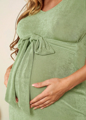 Светло-зеленое кэжуал платье для беременных силуэтная SHEIN однотонное