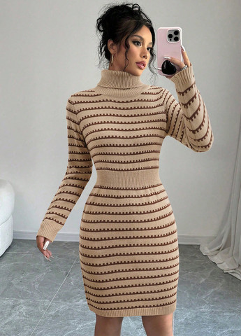 Комбінована кежуал сукня сукня светр, футляр SHEIN в смужку