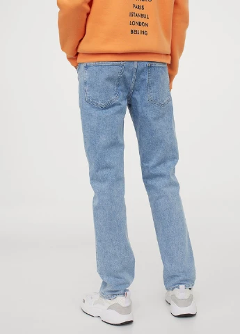 Синие демисезонные зауженные джинсы H&M
