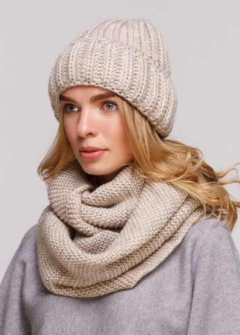 Теплый зимний комплект (шапка, шарф-снуд) на флисовой подкладке и отворотом 660005 DeMari софа (239417954)