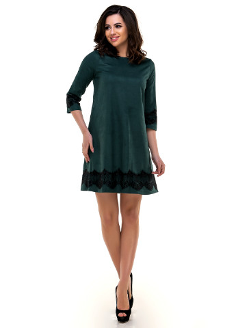 Бутылочное зеленое кэжуал платье короткое Olsa фактурное