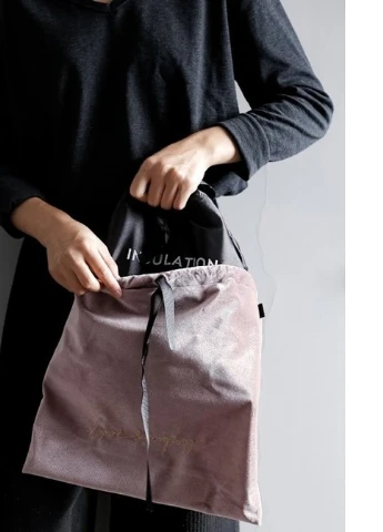 Подвійна термосумка для їжі ланч бег Velvet пудрова No Brand (252643992)