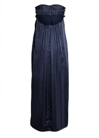 Темно-синее кэжуал платье с открытыми плечами H&M однотонное
