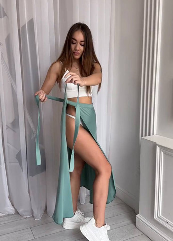 Оливковая кэжуал однотонная юбка Fashion на запах