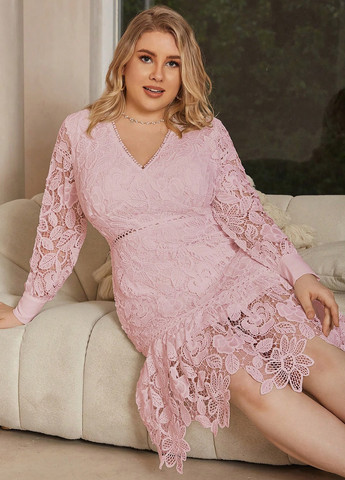 Светло-розовое кэжуал платье SHEIN однотонное