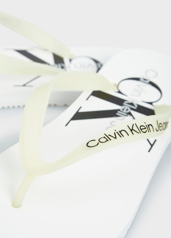 Белые кэжуал, пляжные вьетнамки Calvin Klein Jeans с логотипом