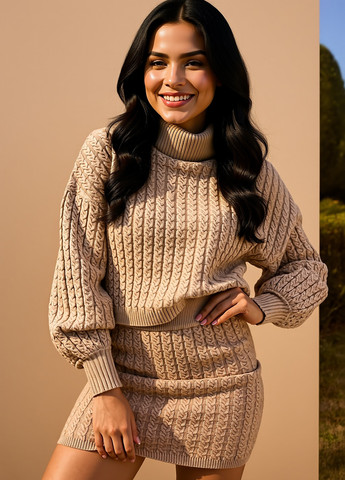 Темно-бежевая кэжуал однотонная юбка Mohito