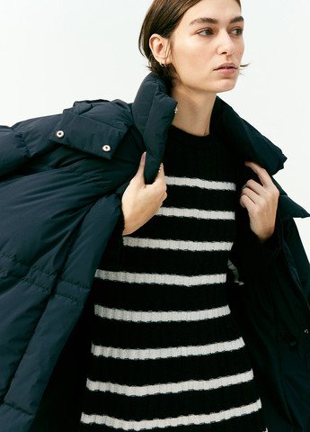 Чорно-білий кежуал сукня сукня светр, кльош, плісована H&M в смужку