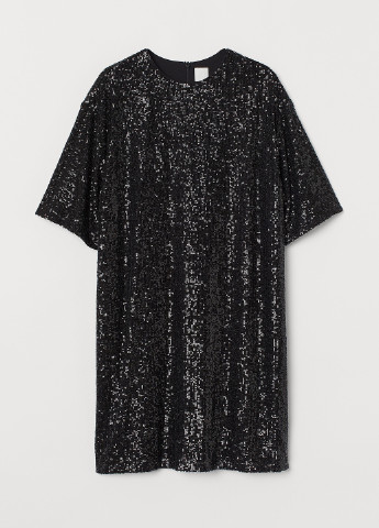 Черное кэжуал платье оверсайз, платье-футболка H&M однотонное