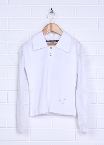 Белая однотонная блузка с длинным рукавом ALF демисезонная