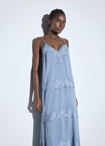 Светло-серое кэжуал платье SHEIN однотонное