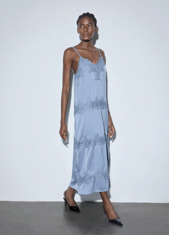 Светло-серое кэжуал платье SHEIN однотонное