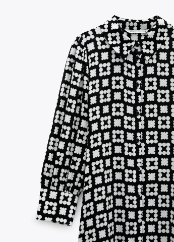 Чорно-білий кежуал плаття, сукня Zara з геометричним візерунком