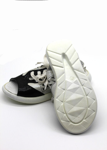 Черно-белые босоножки Rifellini на шнурках с глиттером, со шнуровкой, с тиснением, с перфорацией