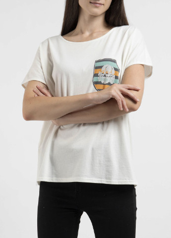 Молочна всесезон футболка молочного відтінку з принтом Ko Samui