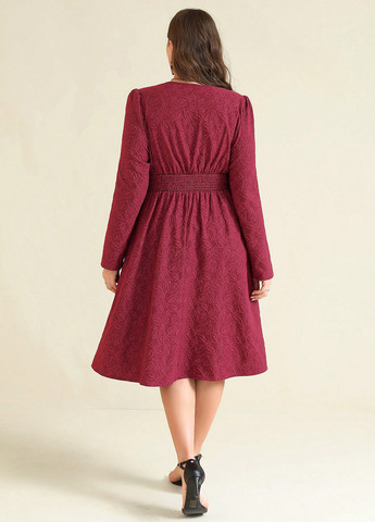 Бордова кежуал сукня кльош SHEIN з малюнком