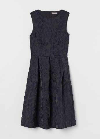 Темно-синее коктейльное платье клеш H&M однотонное