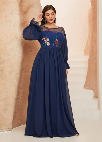 Синее вечернее платье SHEIN однотонное