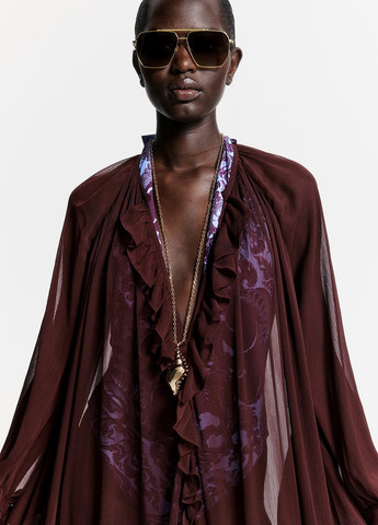 Темно-бордовое пляжное платье а-силуэт H&M однотонное