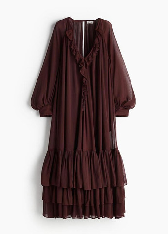 Темно-бордовое пляжное платье а-силуэт H&M однотонное