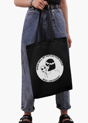 Еко сумка шоппер чорна Дівчина інопланетянин (Why I am inside?) (9227-2847-BK-1) Еко сумка шоппер чорна 41*35 см MobiPrint (221682931)