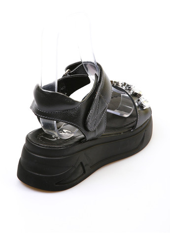 Темно-серые босоножки Lonza на липучке с камнями