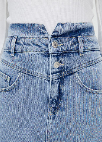 Голубая джинсовая однотонная юбка Pull & Bear