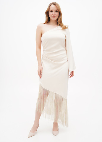 Світло-бежева вечірня сукня на одне плече H&M однотонна