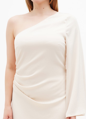 Светло-бежевое вечернее платье на одно плечо H&M однотонное