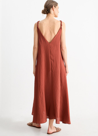 Коричневое кэжуал платье а-силуэт C&A однотонное