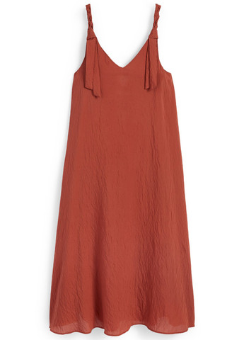 Коричневое кэжуал платье а-силуэт C&A однотонное