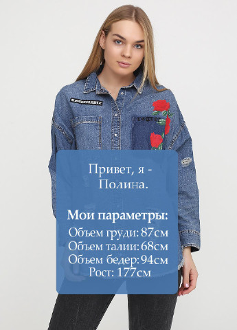 Джинсовая джинсовая рубашка с цветами H&M