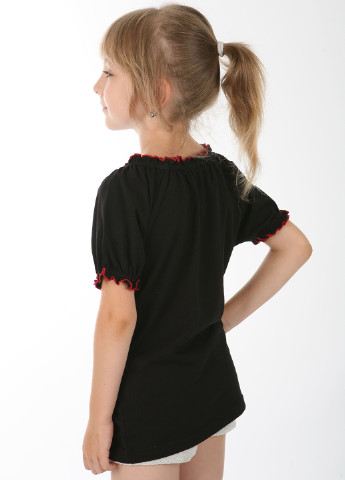 Черная с рисунком блузка с коротким рукавом NEL демисезонная