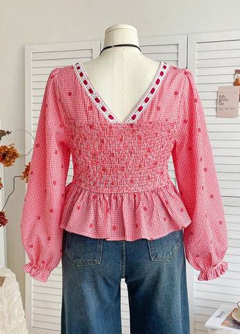 Комбінована блуза з баскою SHEIN