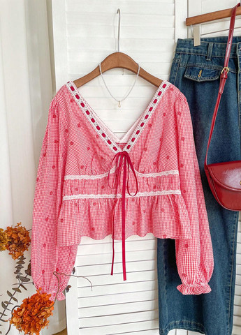 Комбінована блуза з баскою SHEIN