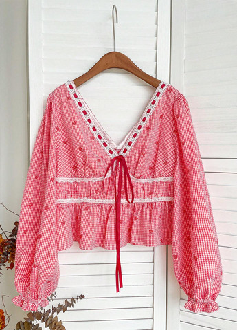 Комбінована блуза з баскою SHEIN