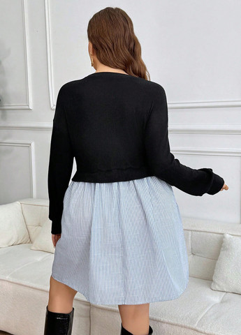 Комбинированное кэжуал платье платье-свитер SHEIN в полоску